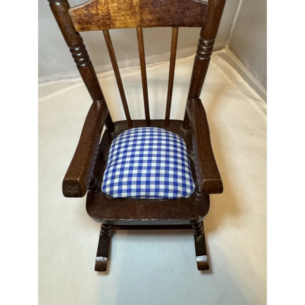 VTG Wooden Tiny Rocking Chair Pin Cushion Needles Sewing Doll Barbie‎